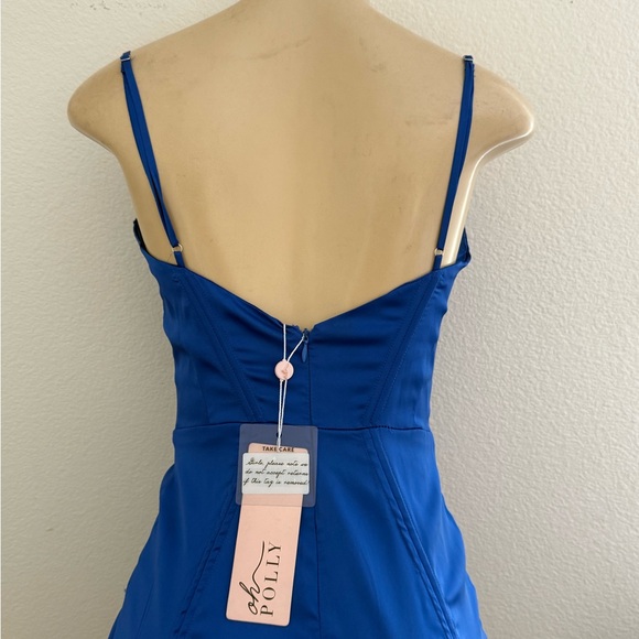 Oh Polly Cobalt Blue Satin Mini Dress- size 6 - Picture 4 of 7